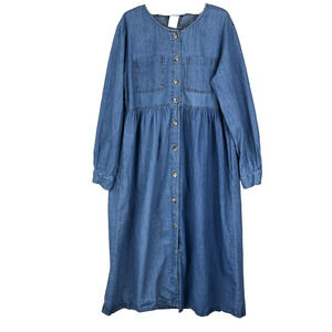 Tickets Dress 11/12 Womens VIntage Blue Denim Chambray Coastal Cottage Prairie